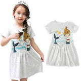 Mermaid Printed Girls Cotton Dress