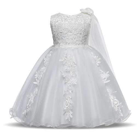 Unique Shoulder Flower Girls Dress For 6-24M