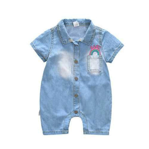 Rainbow / Giraffe Denim Romper For 0-24M