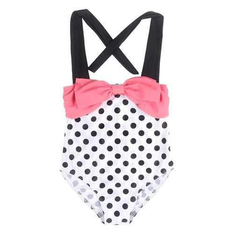 1Pcs Bowknot Girls Dot Swimwear