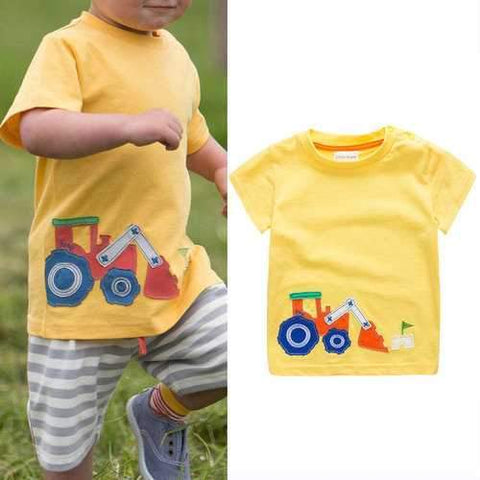 Cartoon Patch Boys T-Shirt For 1Y-9Y