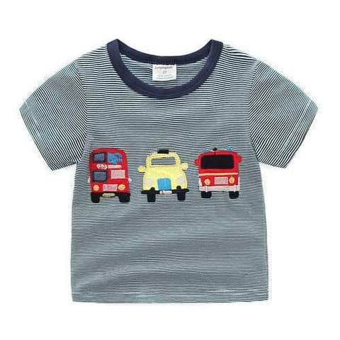 Cartoon Boys Striped T-Shirt For 1Y-9Y