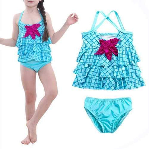 2Pcs Mermaid Girls Swimwear For 2Y-9Y