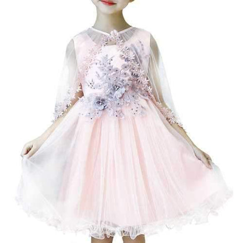 Flower Girls Princess Dress + Shawl For 4Y-15Y