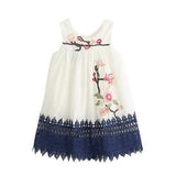 Flower Embroidery Girls Dresses For 2Y-9Y