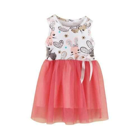 Rabbit Print Girls Casual Dress For 1Y-5Y