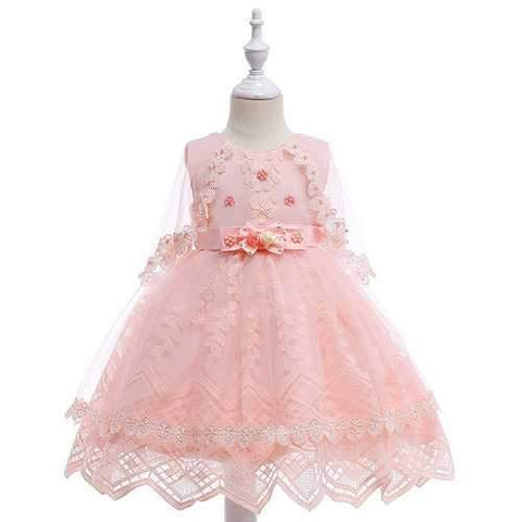 Flower Girl Pink Formal Dress For 4-13Y