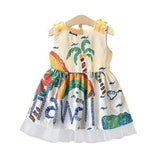 Cartoon Girls Casual Dress For 2Y-9Y