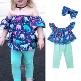 3Pcs Dinosaur Girls Pants Set For 1Y-7Y