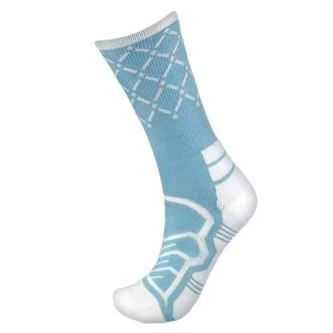 Medium Basketball Compression Socks, Light Blue/White