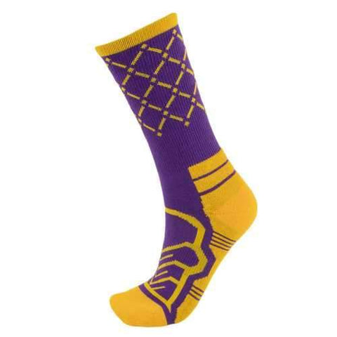 Medium Basketball Compression Socks, Purple/Yellow