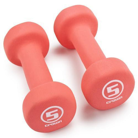 Pair of 5lb Salmon Neoprene Body Sculpting Hand Weights