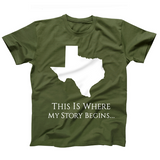 AFONiE Where My Story Begins Texas Kids T-Shirt